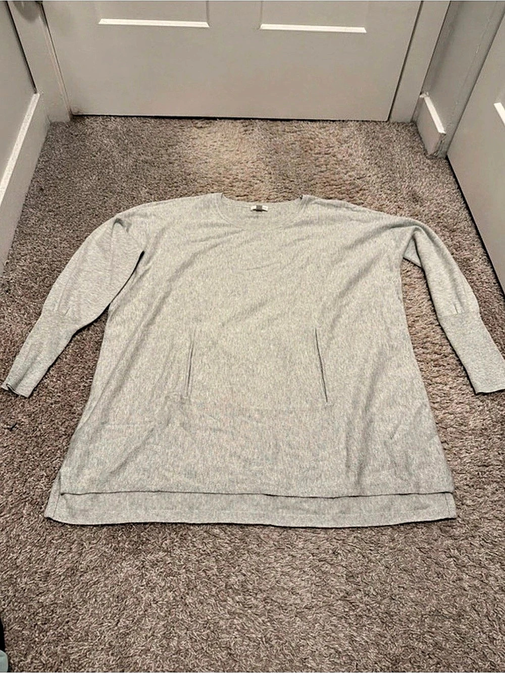 Garnet Hill Oversized Tunic Sweater Gray Large